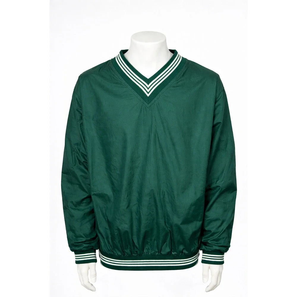 Vintage Premier International Green Pullover Windbreaker V Neck Athletic XL